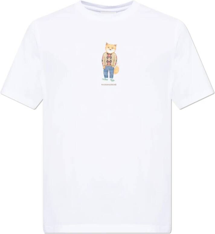 Maison Kitsuné Dressed Fox Crew Neck T-Shirt White Heren