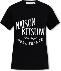 Maison Kitsuné T-shirt met logo Zwart Dames