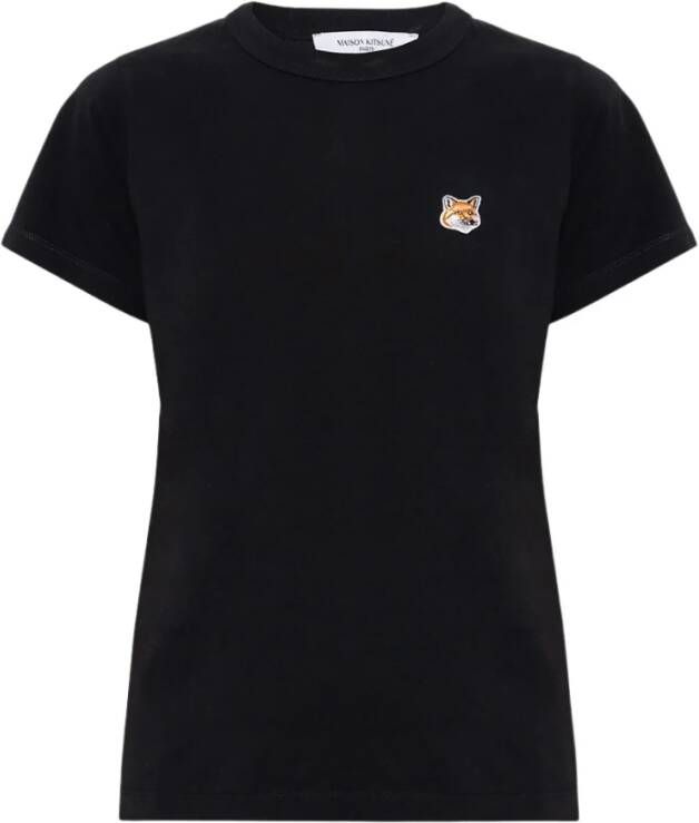 Maison Kitsuné T-shirt met logo Zwart Dames