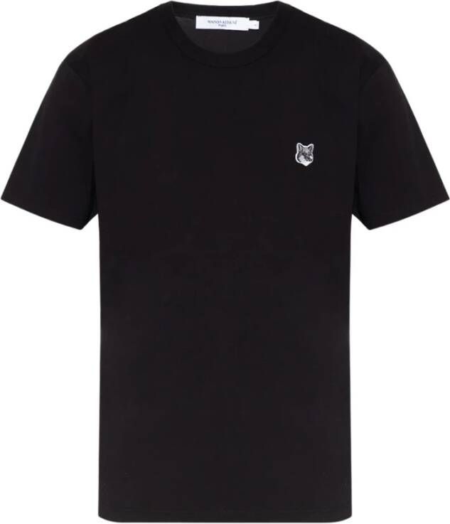 Maison Kitsuné Grijze Fox Head Patch Tee-Shirt (Zwart) Black Heren