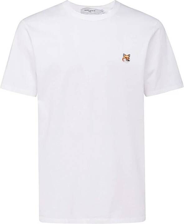 Maison Kitsuné Klassieke Fox Head Patch T-shirts en Polos White Heren