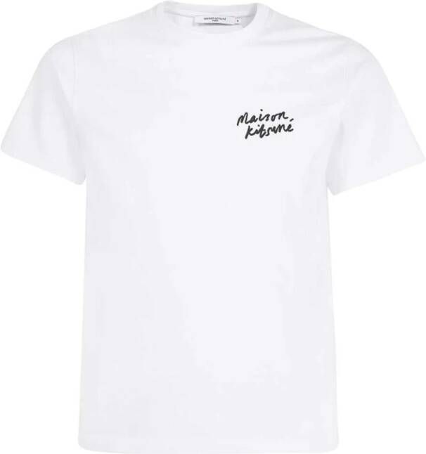 Maison Kitsuné Katoen Polyester Mini Handschrift T-shirt White Dames