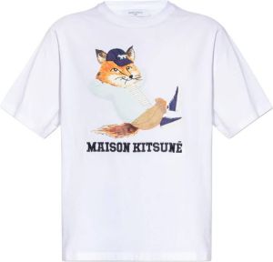 Maison Kitsuné T-shirt with animal motif Wit Dames