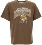Maison Kitsuné Vos Logo Khaki T-Shirt Green Heren - Thumbnail 1