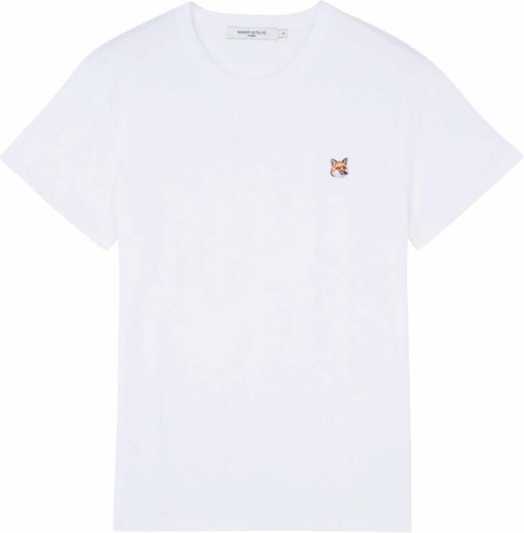 Maison Kitsuné Klassieke Fox Head Patch T-shirts en Polos White Heren