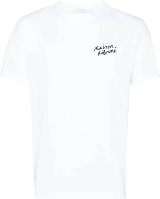 Maison Kitsuné Katoen Polyester Mini Handschrift T-shirt White Dames