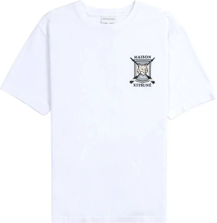 Maison Kitsuné Witte T-shirts en Polos met Pinaforemetal White Heren