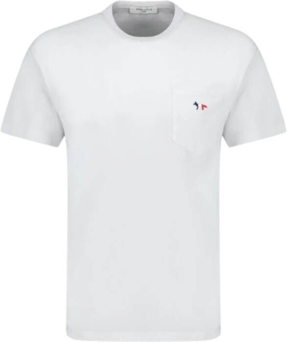 Maison Kitsuné T-shirt met zak en tricolour Fox Blue White Heren