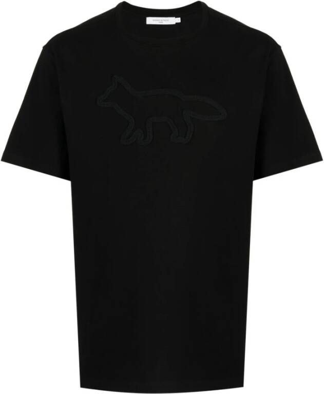 Maison Kitsuné Zwart & Grijs Katoenen T-Shirt Black Heren