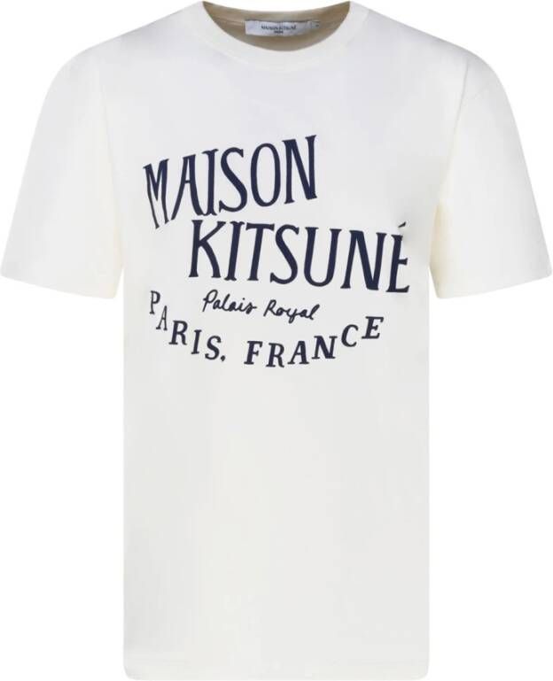 Maison Kitsuné Wit Logo Print T-Shirt Wit Dames