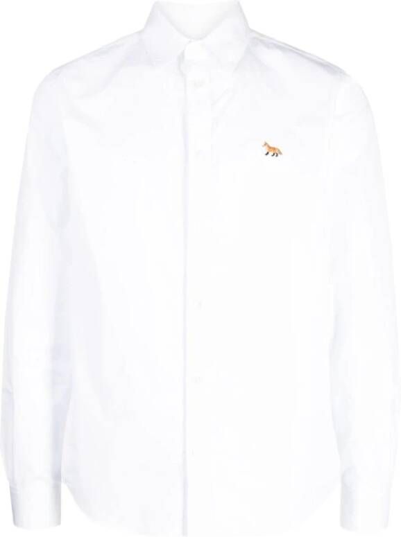 Maison Kitsuné Witte Katoenen Poplin Klassieke Shirt met Baby Vos Patch Wit Heren