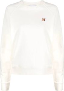 Maison Kitsuné Witte Sweater met Logo Borduursel Wit Dames