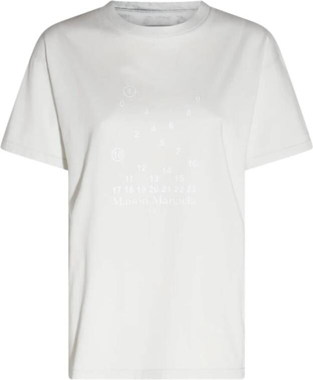 Maison Margiela Grijze Katoenen T-shirt met Geborduurd Logo White Dames