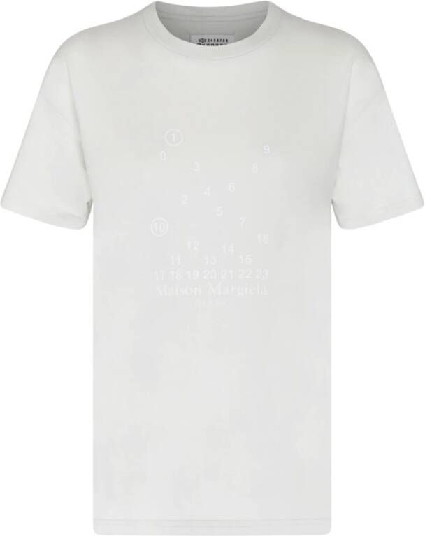 Maison Margiela Grijze Katoenen T-shirt met Geborduurd Logo White Dames