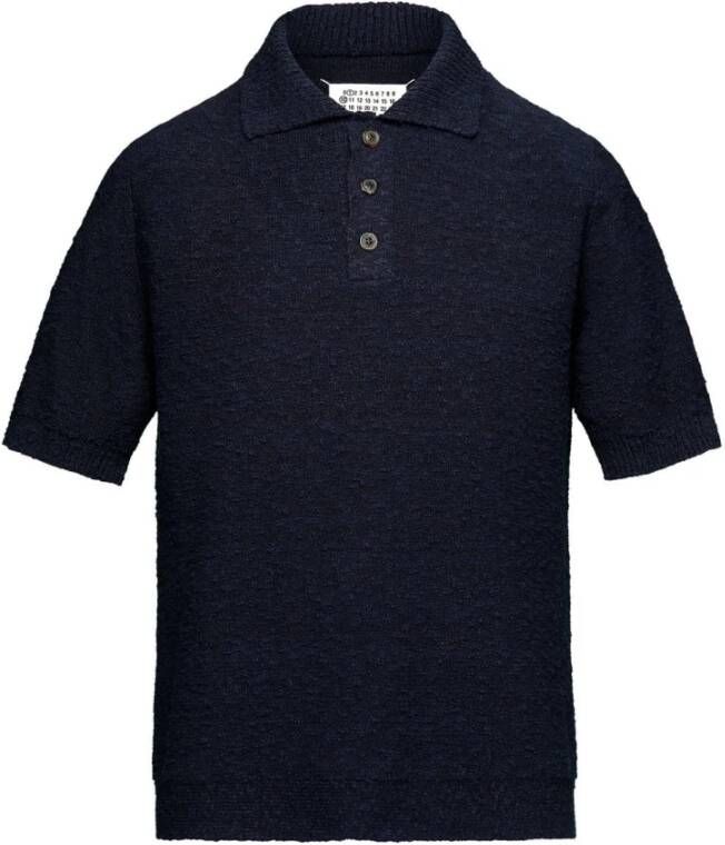 Maison Margiela Zwarte katoenen poloshirt met logo Blue
