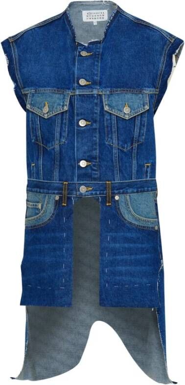 Maison Margiela Blauwe Katoenen Vintage-ge?nspireerde Vest voor Vrouwen Blauw Dames