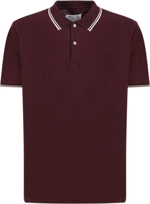 Maison Margiela Bordeaux T-Shirts & Polos met Logo Borduursel Bruin Heren