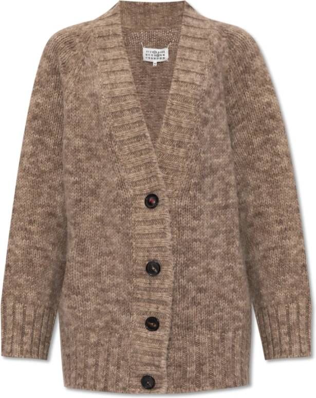 Maison Margiela Cardigan met logo Bruin Dames