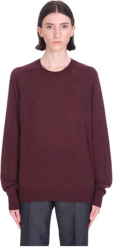 Maison Margiela Wol Crewneck Sweater met Suede Patches Red Dames