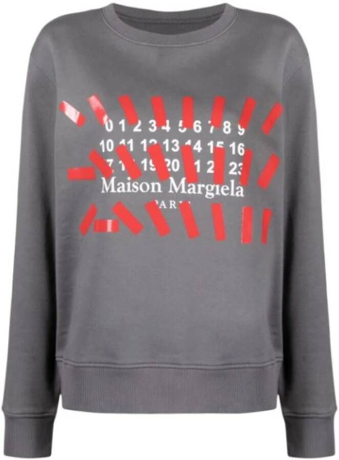 Maison Margiela Comfortabele Logo-Print Sweatshirt-S Grijs Dames