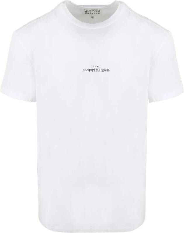 Maison Margiela Contrasterend Logo Jersey T-Shirt White Heren