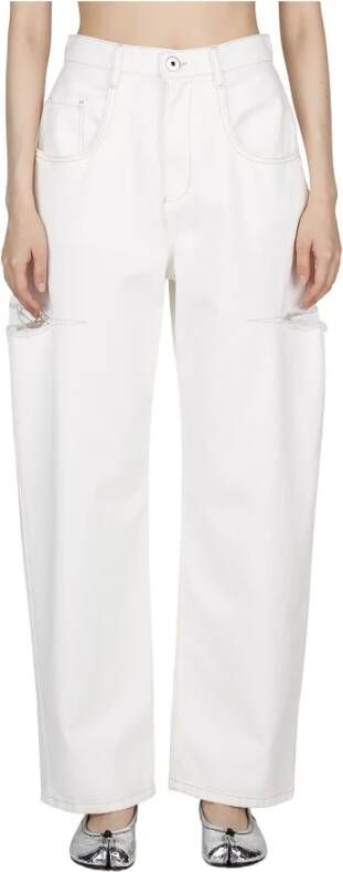 Maison Margiela Denim Distressed Broek met Zijkanten Uitgesneden White Dames