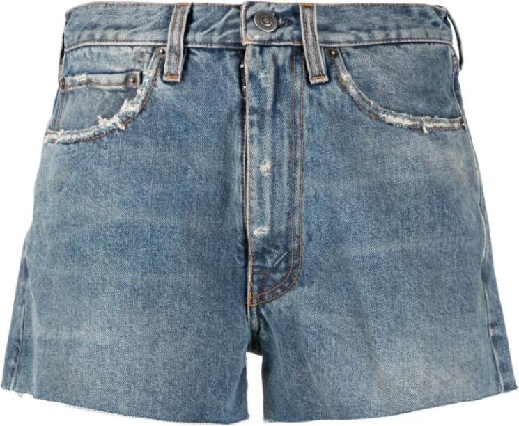 Maison Margiela Denim Shorts met Ritssluiting en Knoopsluiting Blauw Dames