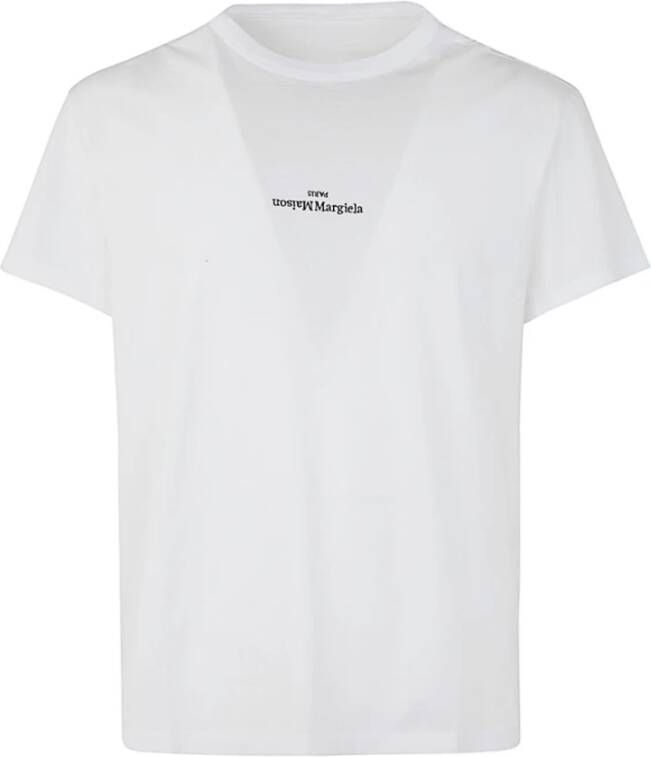 Maison Margiela Geborduurd Wit Zwart T-Shirt White Heren