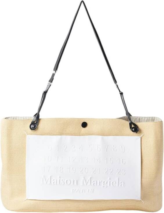Maison Margiela Geweven Logo Patch Tote Bag Beige Dames