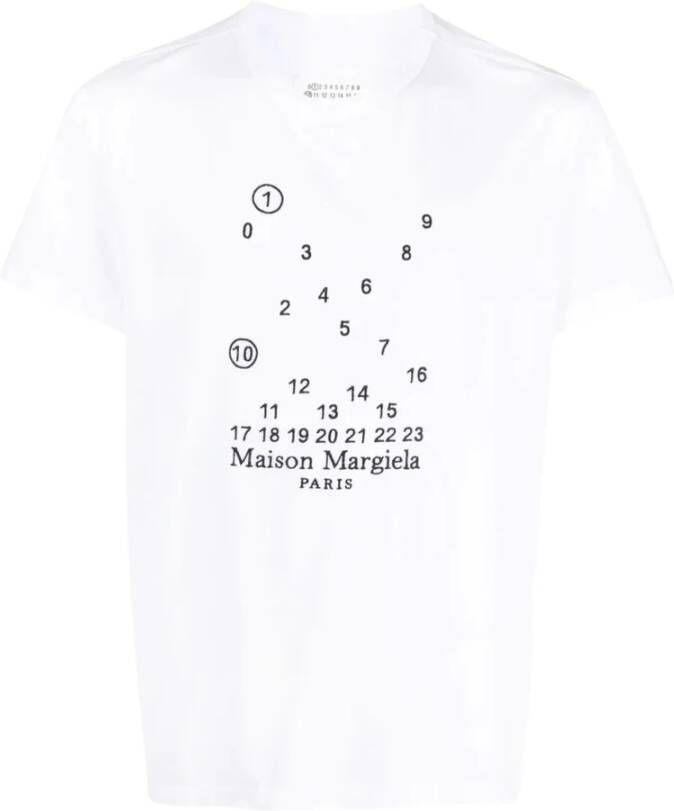 Maison Margiela Grafisch Print Wit Katoenen T-shirt White Heren