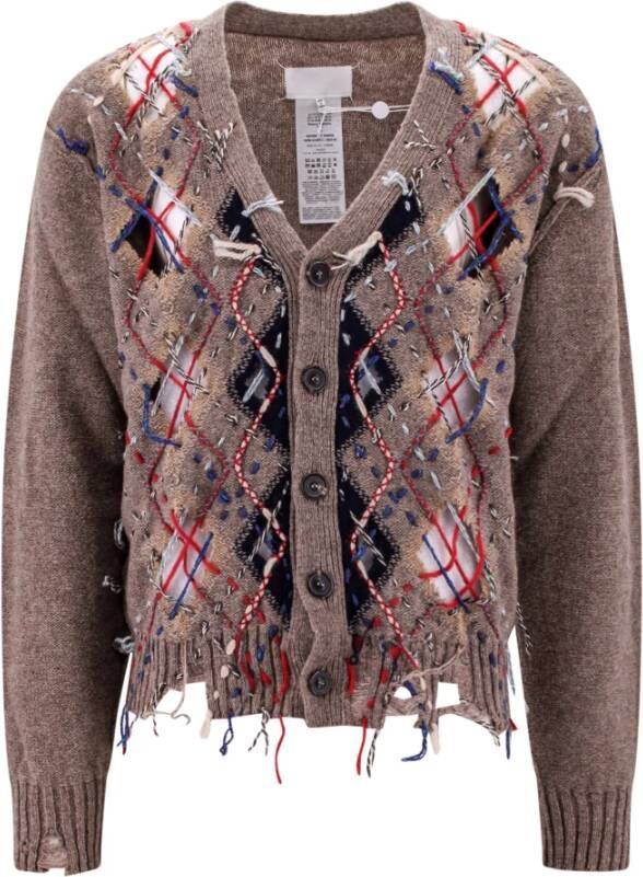 Maison Margiela Handgemaakte Beige Wol Alpaca Cardigan Aw23 Beige Heren