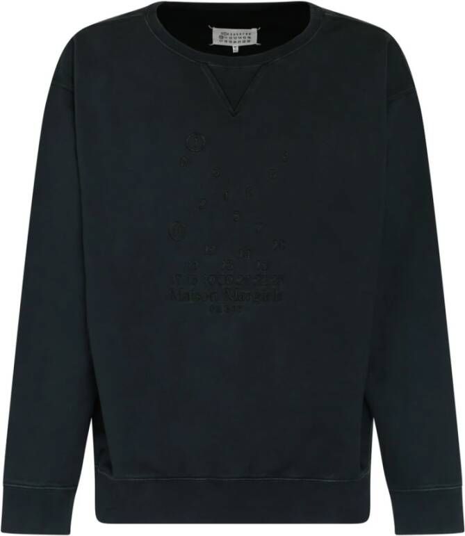 Maison Margiela Houtskoolzwart Katoenen Sweatshirt met Geborduurd Logo Black Heren