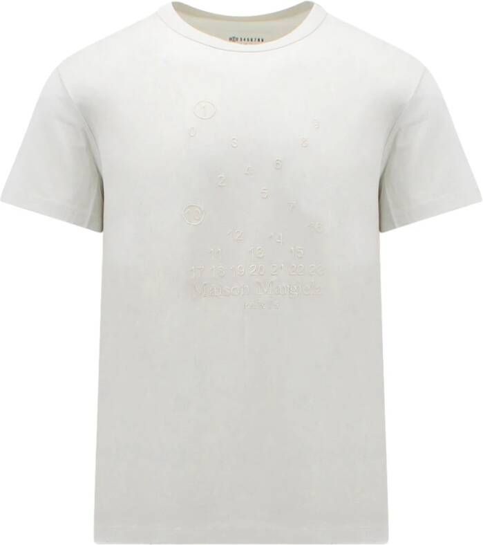 Maison Margiela Katoenen T-Shirt met Geborduurd Logo Beige Heren
