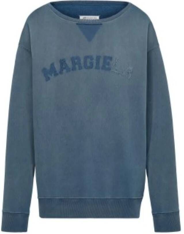 Maison Margiela Logo-Print Faded Sweatshirt Blauw Heren