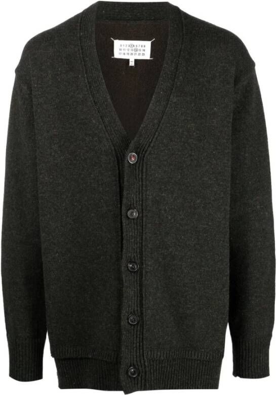 Maison Margiela Luxe Gebreide Drop-Shoulder Cardigan Grijs Heren