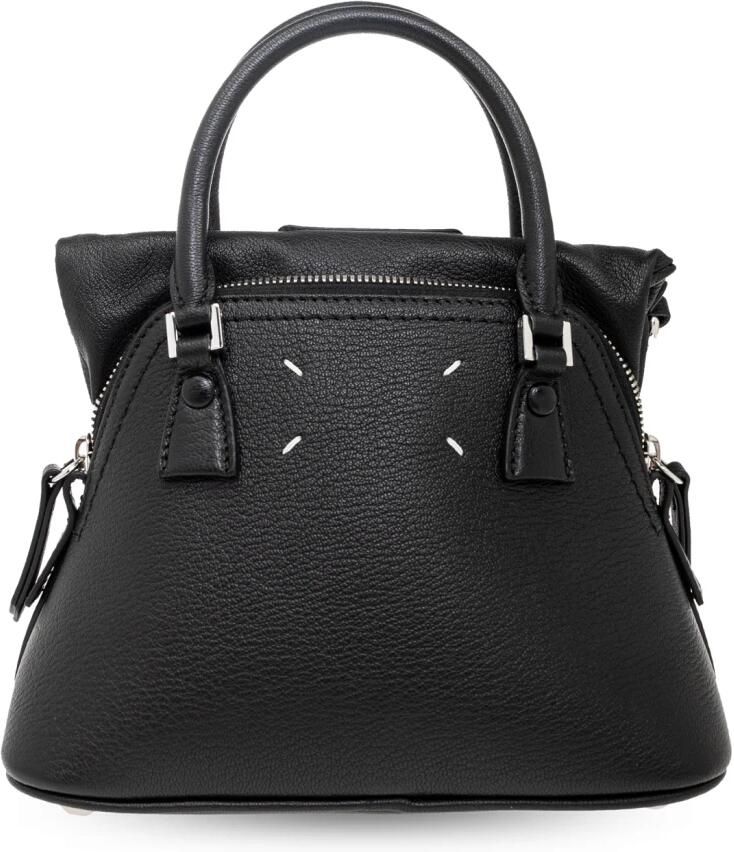 Maison Margiela Hobo bags Structured Textured Leather Shoulder Bag in zwart