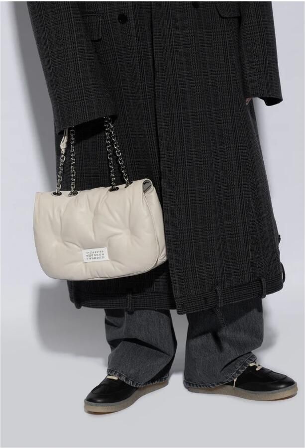 Maison Margiela Shoppers Glam Slam Flap Medium Hobo Bag Leather Beige in beige - Foto 3