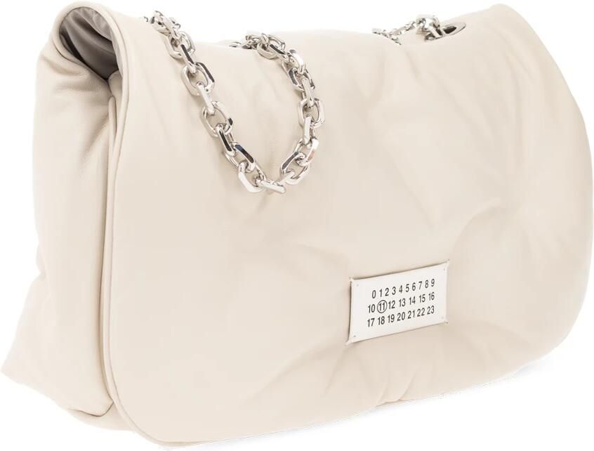 Maison Margiela Shoppers Glam Slam Flap Medium Hobo Bag Leather Beige in beige - Foto 5