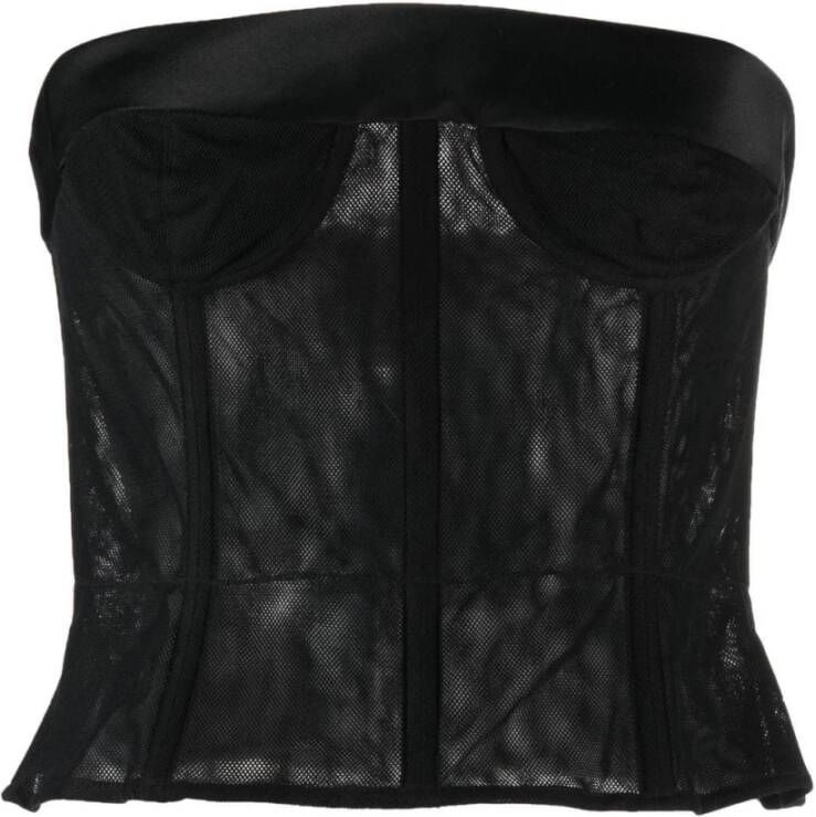 Maison Margiela Zwart katoenen mesh onderborst corset Black Dames