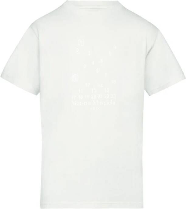 Maison Margiela Off-White Logo Print Crew-Neck T-Shirt Wit Dames