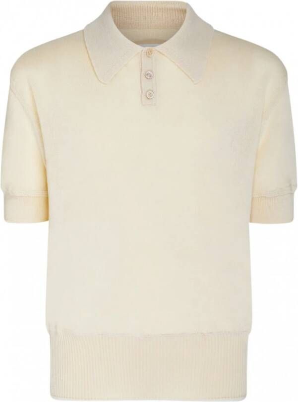 Maison Margiela Off-White Wol Gebreid Polo Shirt Wit Heren