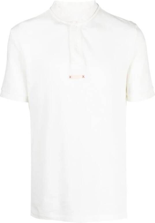 Maison Margiela Polo Shirt zonder Kraag met Handtekeningsteken Wit Heren