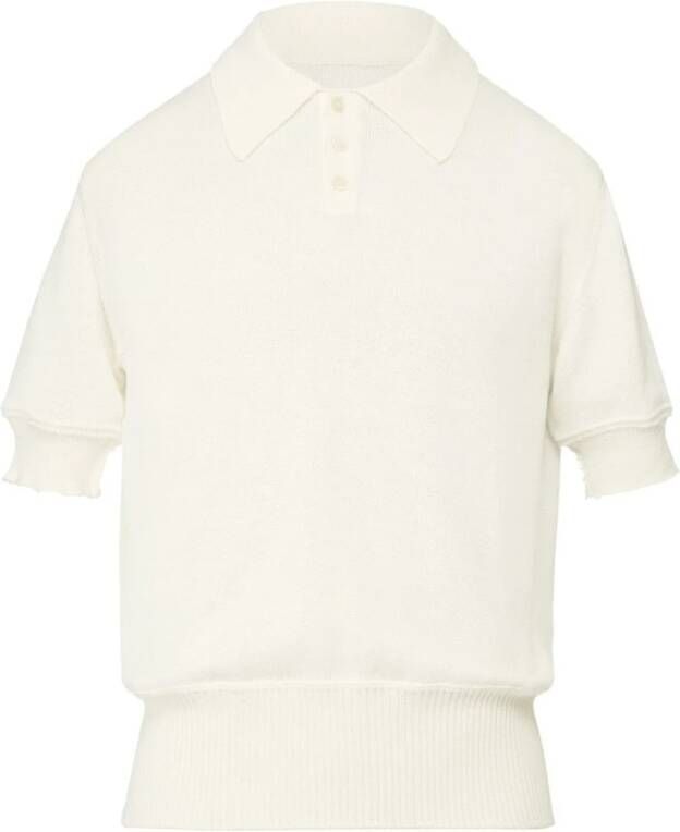 Maison Margiela Off-White Wol Gebreid Polo Shirt White Heren