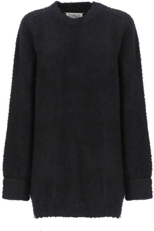 Maison Margiela Black Cotton Blend Oversize Sweater Zwart Dames