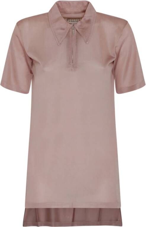 Maison Margiela Rose Pink Half Zip Polo Top Pink Dames