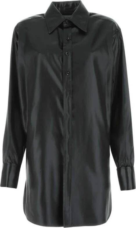 Maison Margiela Verhoog Satijnen Oversized Shirt Black Dames