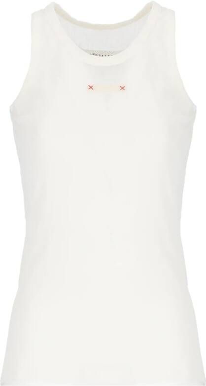 Maison Margiela Witte Mouwloze Top met Contrasterend Detail Wit Dames