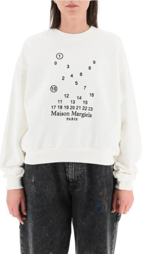 Maison Margiela Sweatshirt met numeriek logo borduursel White Dames