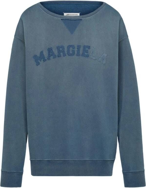 Maison Margiela Logo-Print Faded Sweatshirt Blauw Heren