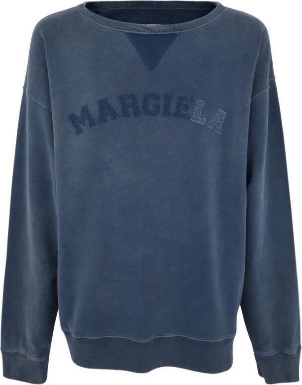 Maison Margiela Blauwe Katoenen Sweatshirt met Geborduurd Logo Blauw Dames